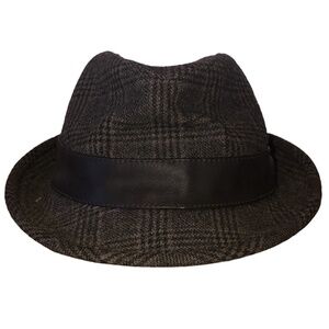 STETSON SINCE 1865 Fedora Hat Men's Size Medium Brown Plaid Print Wool